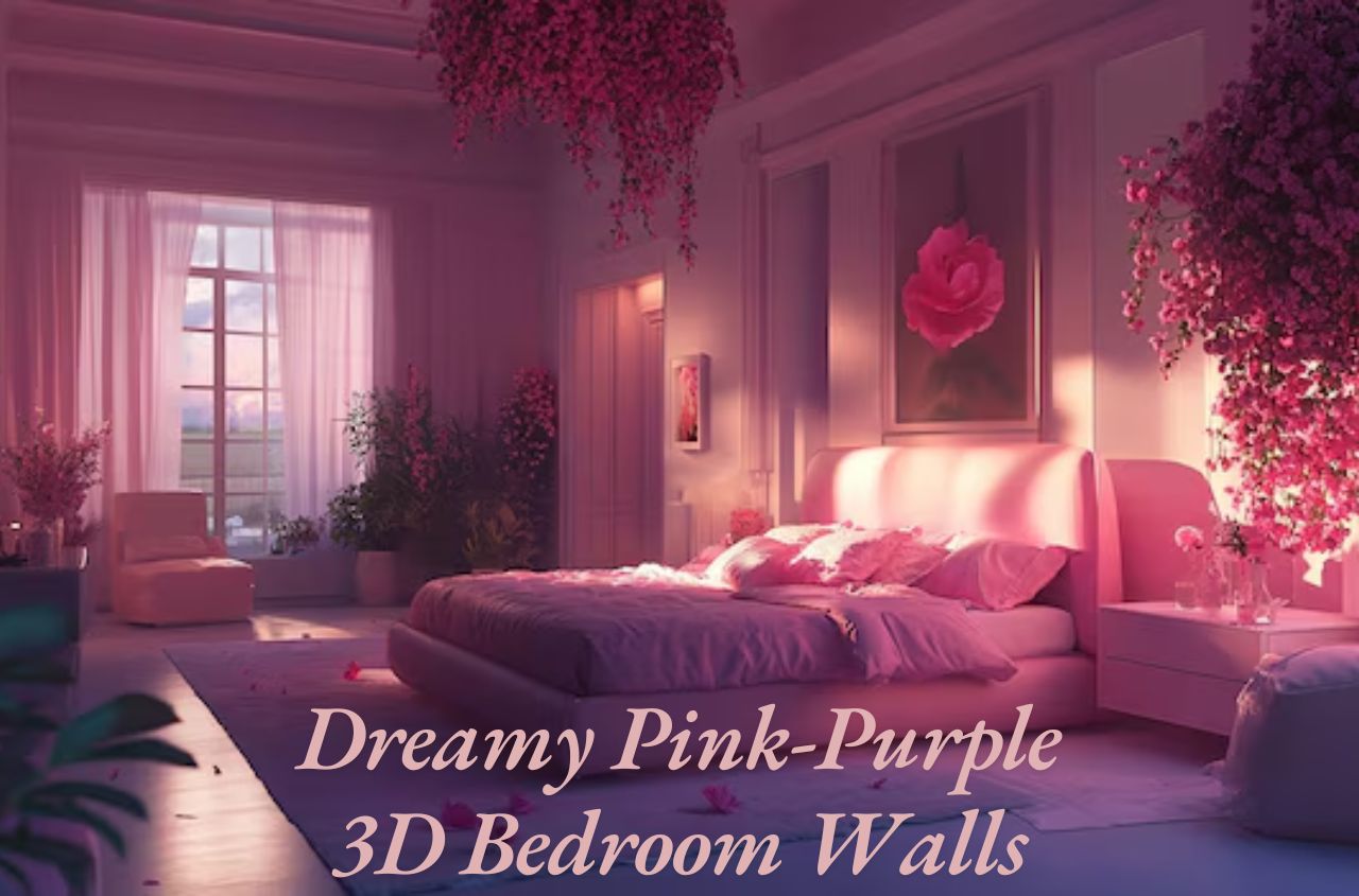 Dreamy Pink-Purple 3D Bedroom Walls