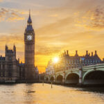 Big Ben and Westminster Bridge at sunset