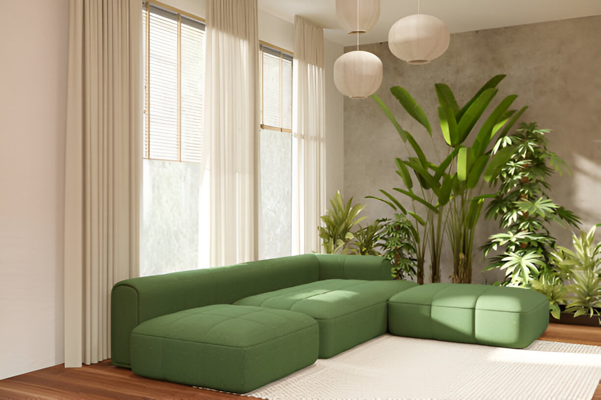 green corner sofa