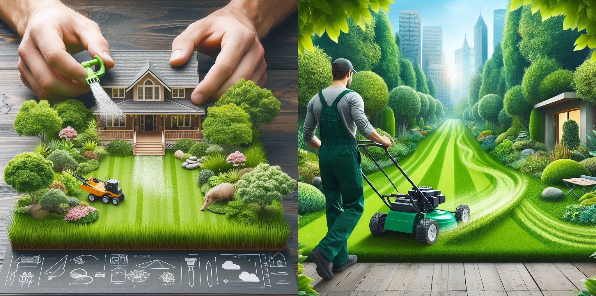 Lush green lawn in Atlanta with professional lawn care services