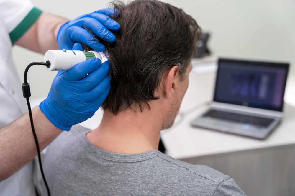Man getting a scalp treatment