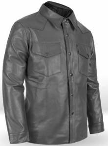 Mens-Handmade-Full-Sleeves-Gray Leather Shirts are Bold Fashion Statement for Every Wardrobe