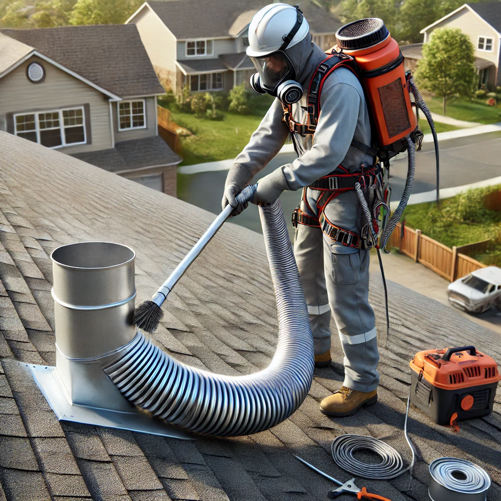 Cleaning Dryer Vent on Roof