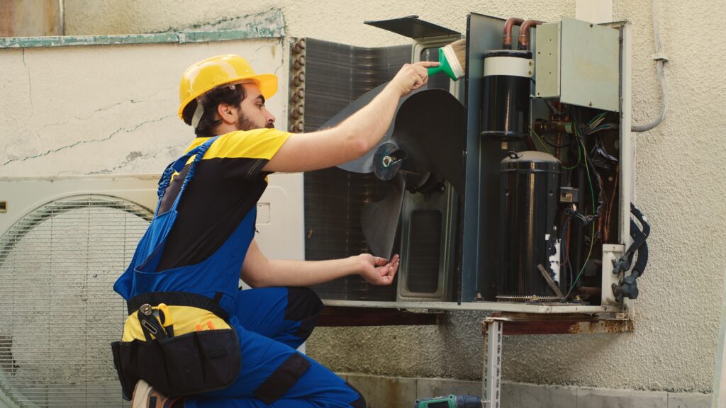 hvac-engineer-dusting-blower-fan-1024x576 Professional Air Conditioning Installation in Clifton, NJ – Get a Free Quote
