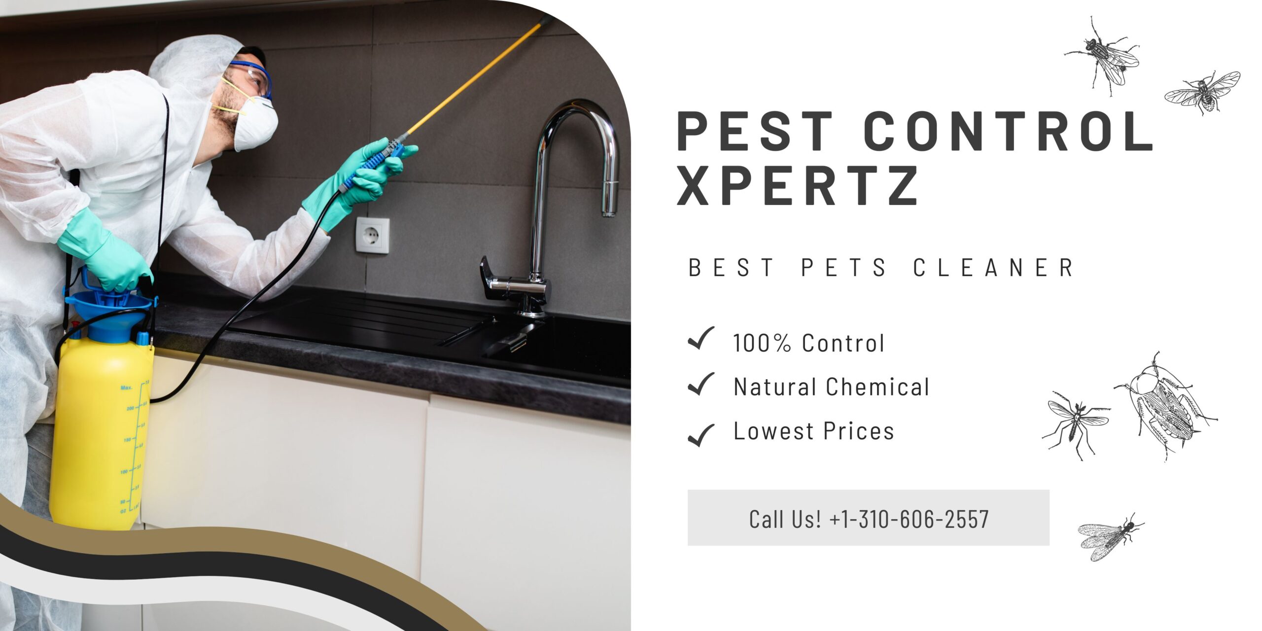 Professional pest control technician from Pest Control Xpertz standing in front of a suburban home in Bear, Delaware, wearing a branded uniform and holding pest control equipment.